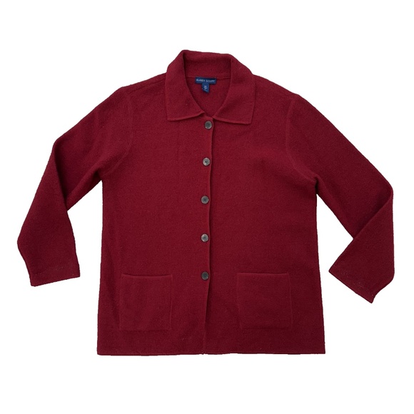 Karen Scott Red Wool Cardigan Sweater Size Large - Picture 1 of 6
